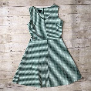 TALBOTS Green Striped Sleeveless A Line Knit Dress